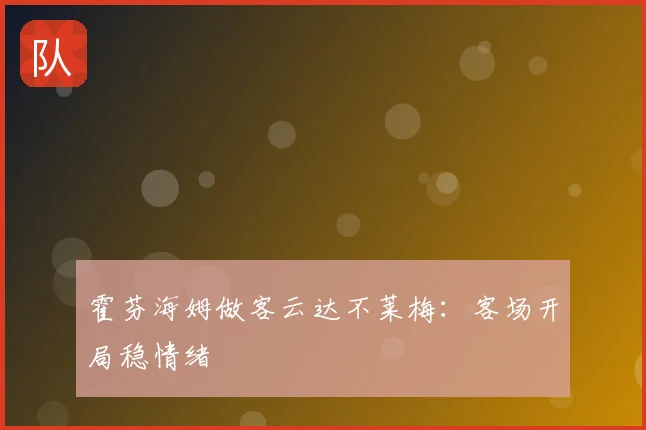 霍芬海姆做客云达不莱梅:客场开局稳情绪